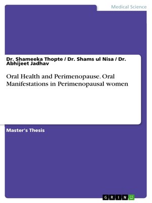 cover image of Oral Health and Perimenopause. Oral Manifestations in Perimenopausal women